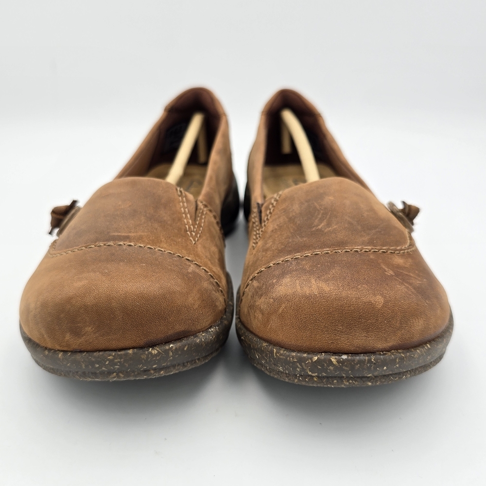 6N - NARROW - Clarks Roseville Sky Women's Slip-Ons, Mahogany Leather, Like New! - Picture 5 of 16